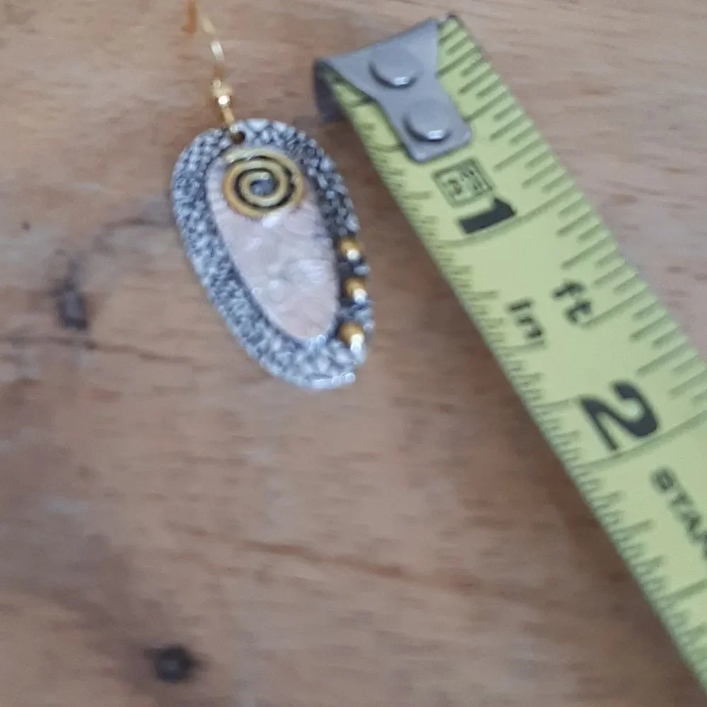 NWOT  Bohemian silver and gold oval drop earrings